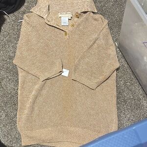 Norm Thompson Beige Cowl Neck Sweater